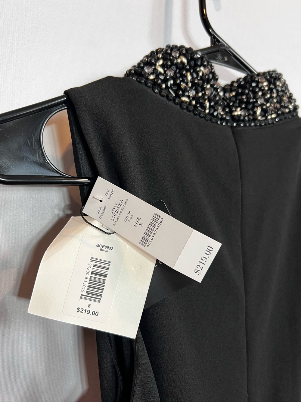 Badgley Mischka Black Beaded Halter Jumpsuit with Waist Sash (NEW) - Picture 12 of 16
